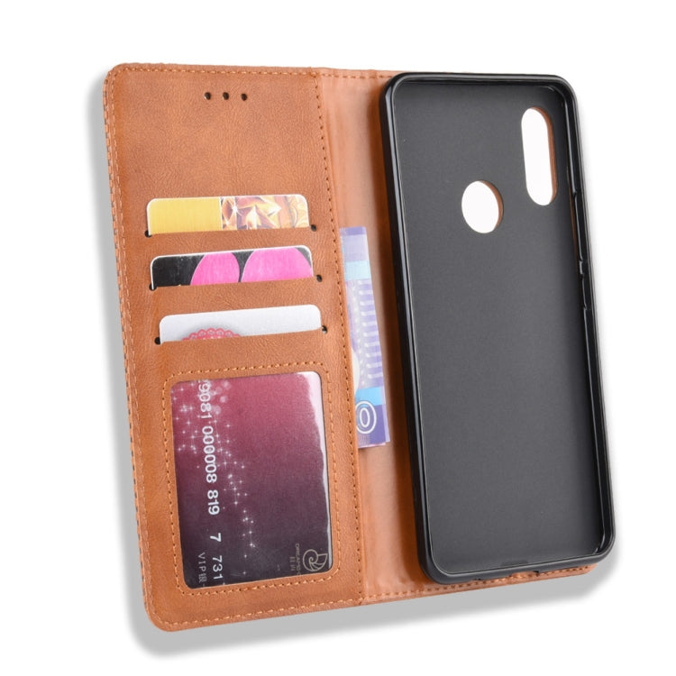 Magnetic Buckle Retro Crazy Horse Texture Horizontal Flip Leather Case for HTC U19E , with Holder & Card Slots & Photo Frame