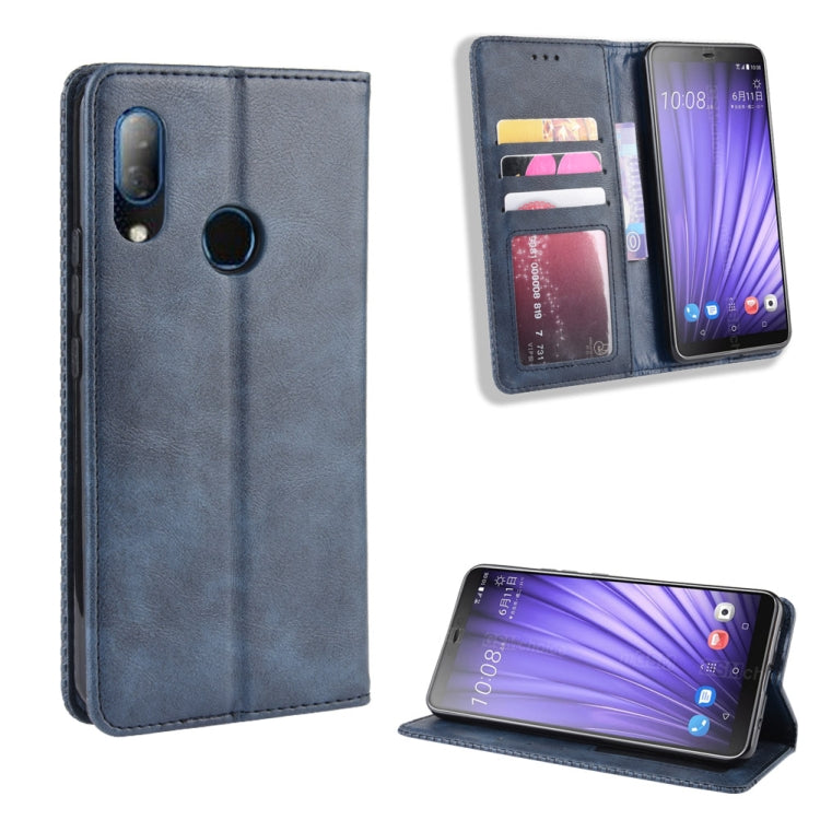 Magnetic Buckle Retro Crazy Horse Texture Horizontal Flip Leather Case for HTC U19E , with Holder & Card Slots & Photo Frame