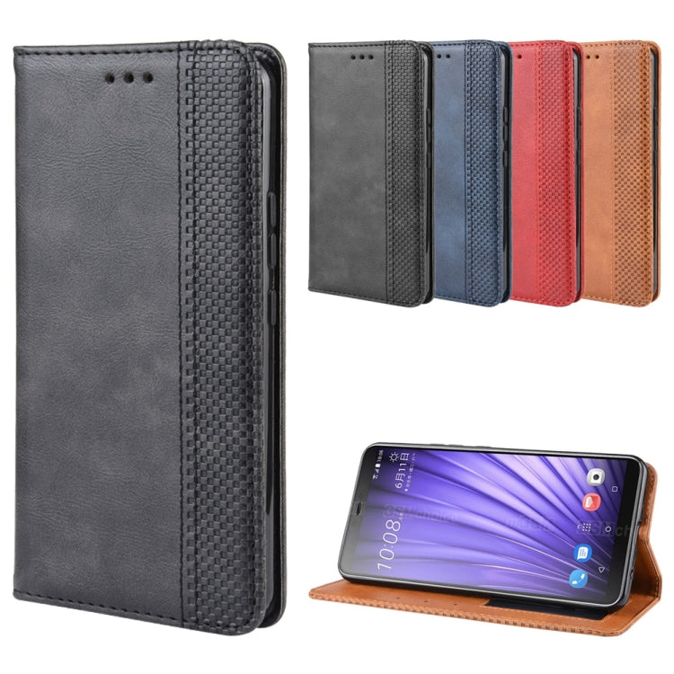 Magnetic Buckle Retro Crazy Horse Texture Horizontal Flip Leather Case for HTC U19E , with Holder & Card Slots & Photo Frame