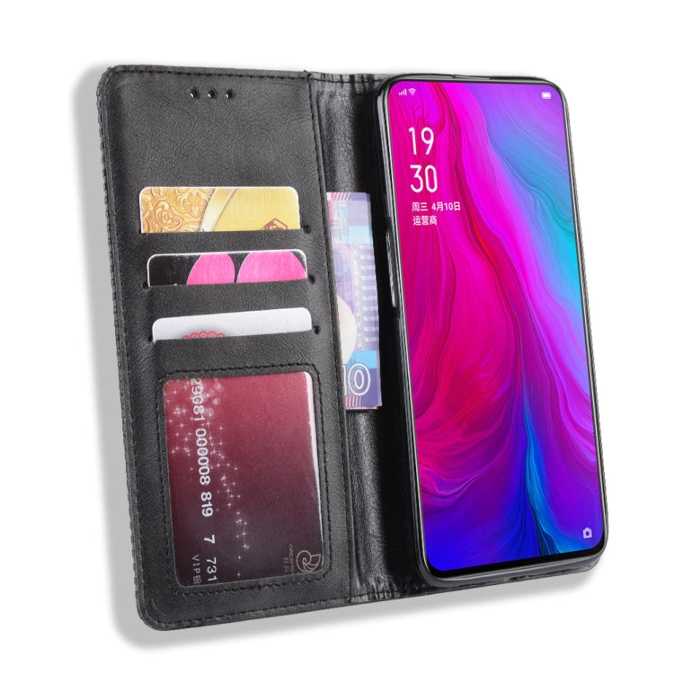 Magnetic Buckle Retro Crazy Horse Texture Horizontal Flip Leather Case for OPPO Reno , with Holder & Card Slots & Photo Frame