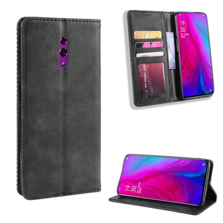 Magnetic Buckle Retro Crazy Horse Texture Horizontal Flip Leather Case for OPPO Reno , with Holder & Card Slots & Photo Frame