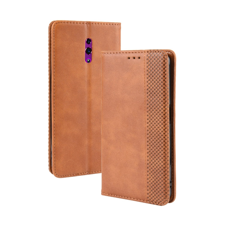 Magnetic Buckle Retro Crazy Horse Texture Horizontal Flip Leather Case for OPPO Reno , with Holder & Card Slots & Photo Frame