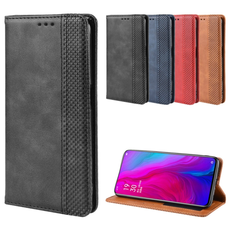 Magnetic Buckle Retro Crazy Horse Texture Horizontal Flip Leather Case for OPPO Reno , with Holder & Card Slots & Photo Frame