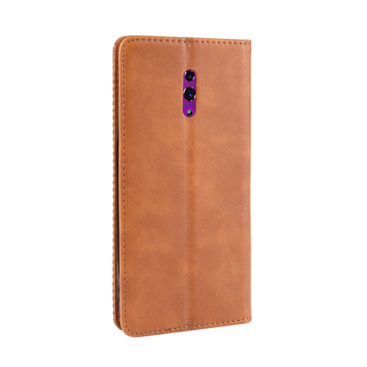 Magnetic Buckle Retro Crazy Horse Texture Horizontal Flip Leather Case for OPPO Reno , with Holder & Card Slots & Photo Frame