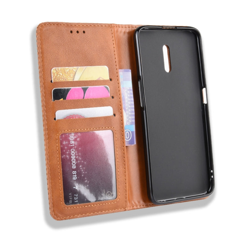 Magnetic Buckle Retro Crazy Horse Texture Horizontal Flip Leather Case for OPPO Reno , with Holder & Card Slots & Photo Frame