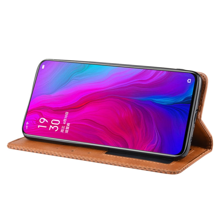 Magnetic Buckle Retro Crazy Horse Texture Horizontal Flip Leather Case for OPPO Reno , with Holder & Card Slots & Photo Frame