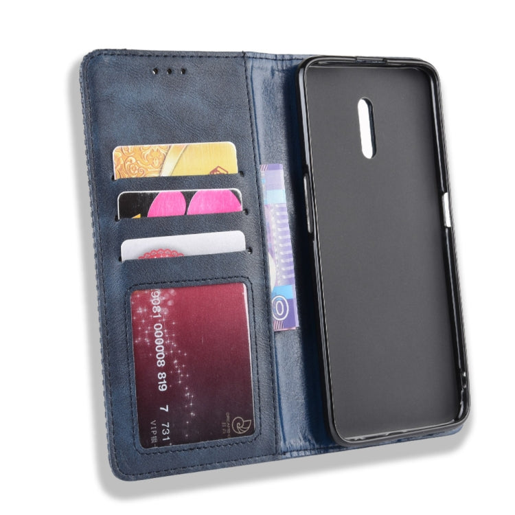 Magnetic Buckle Retro Crazy Horse Texture Horizontal Flip Leather Case for OPPO Reno , with Holder & Card Slots & Photo Frame