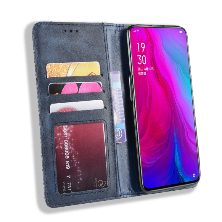 Magnetic Buckle Retro Crazy Horse Texture Horizontal Flip Leather Case for OPPO Reno , with Holder & Card Slots & Photo Frame
