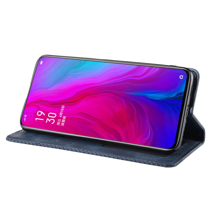 Magnetic Buckle Retro Crazy Horse Texture Horizontal Flip Leather Case for OPPO Reno , with Holder & Card Slots & Photo Frame