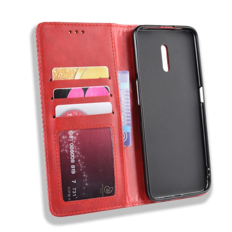 Magnetic Buckle Retro Crazy Horse Texture Horizontal Flip Leather Case for OPPO Reno , with Holder & Card Slots & Photo Frame