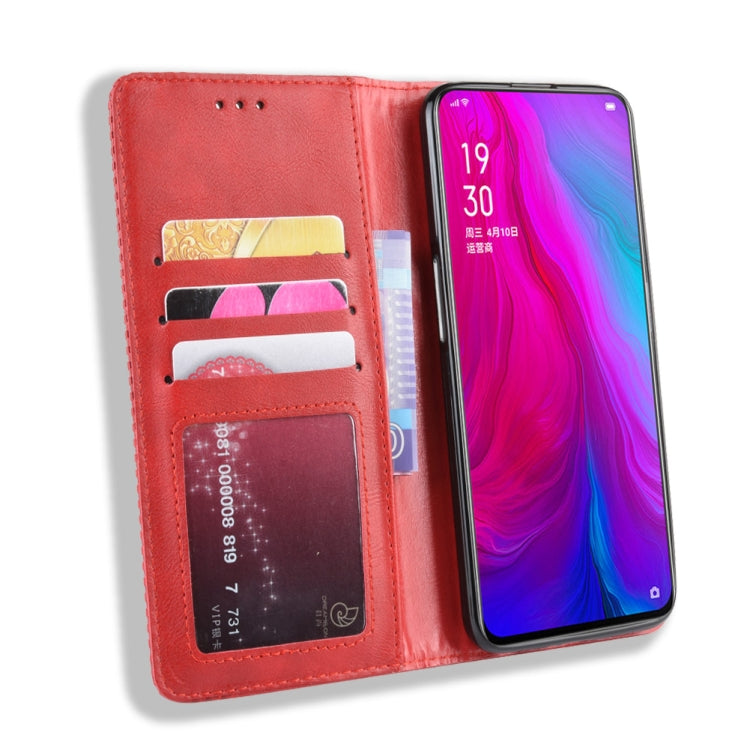 Magnetic Buckle Retro Crazy Horse Texture Horizontal Flip Leather Case for OPPO Reno , with Holder & Card Slots & Photo Frame