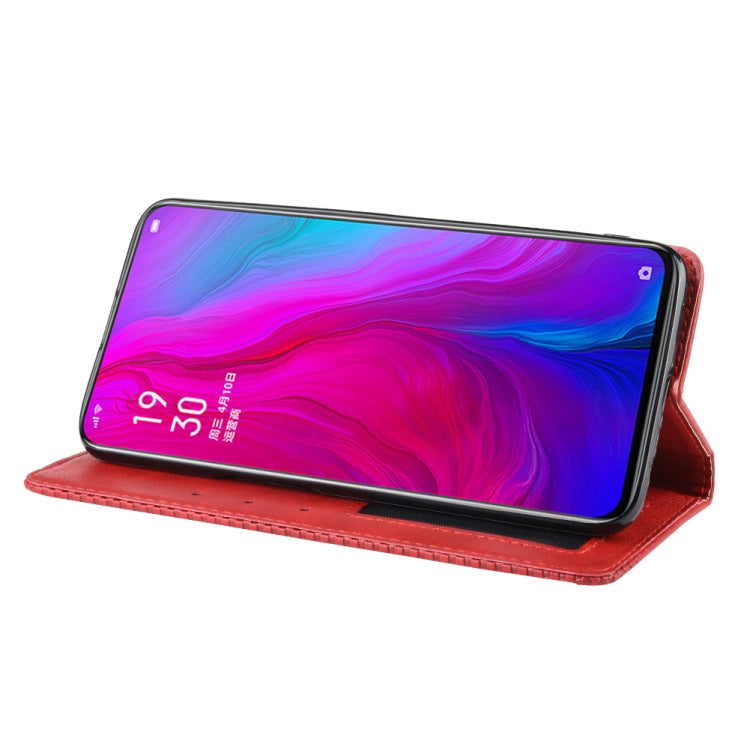 Magnetic Buckle Retro Crazy Horse Texture Horizontal Flip Leather Case for OPPO Reno , with Holder & Card Slots & Photo Frame