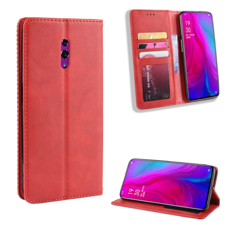 Magnetic Buckle Retro Crazy Horse Texture Horizontal Flip Leather Case for OPPO Reno , with Holder & Card Slots & Photo Frame