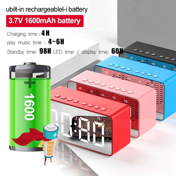 AEC BT506 Speaker with Mirror, LED Clock Display, Dual Alarm Clock, Snooze, HD Hands-free Calling, HiFi Stereo