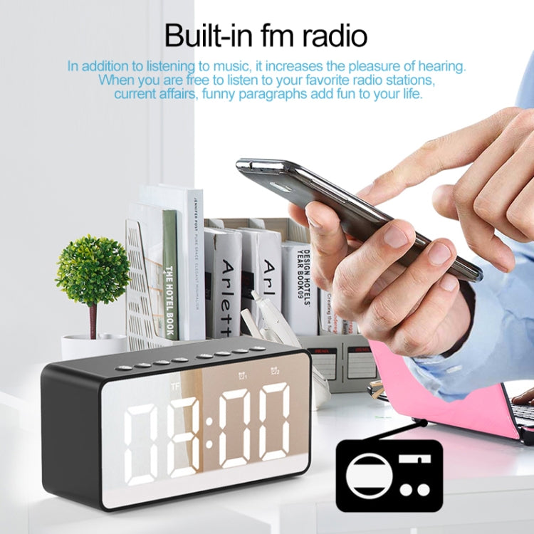 AEC BT506 Speaker with Mirror, LED Clock Display, Dual Alarm Clock, Snooze, HD Hands-free Calling, HiFi Stereo
