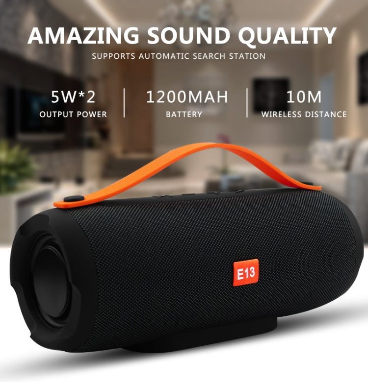 E13 Mini Portable Wireless Bluetooth Speaker Stereo Speakerphone Radio Music Subwoofer Column Speakers with TF FMï¼ˆBlueï¼‰