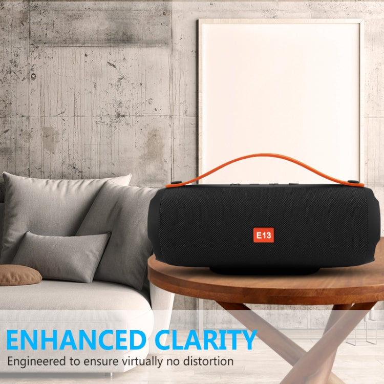 E13 Mini Portable Wireless Bluetooth Speaker Stereo Speakerphone Radio Music Subwoofer Column Speakers with TF FM, RED:BLACK