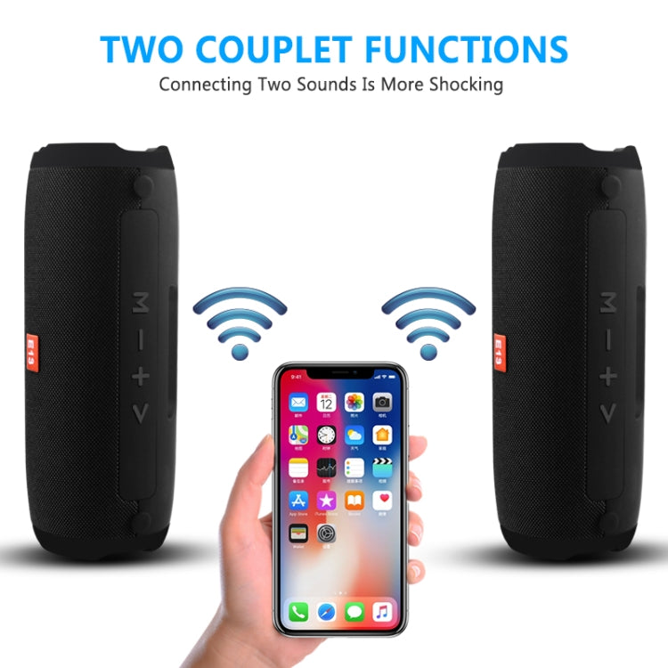 E13 Mini Portable Wireless Bluetooth Speaker Stereo Speakerphone Radio Music Subwoofer Column Speakers with TF FM, RED:BLACK