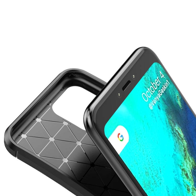 Carbon Fiber Texture Shockproof TPU Case for Google Pixel 4XL(Brown)