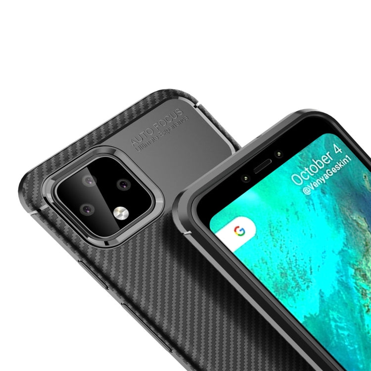 Beetle Series Carbon Fiber Texture Shockproof TPU Case for Google Pixel 4(Blue)