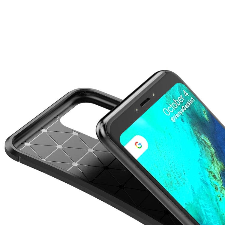 Beetle Series Carbon Fiber Texture Shockproof TPU Case for Google Pixel 4(Blue)