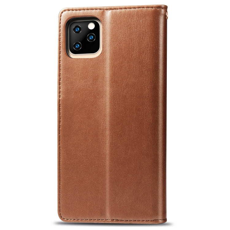 For iPhone 11 Retro Solid Color Leather Buckle Mobile Phone Protection Leather Case with Photo Frame & Card Slot & Wallet & Bracket Function