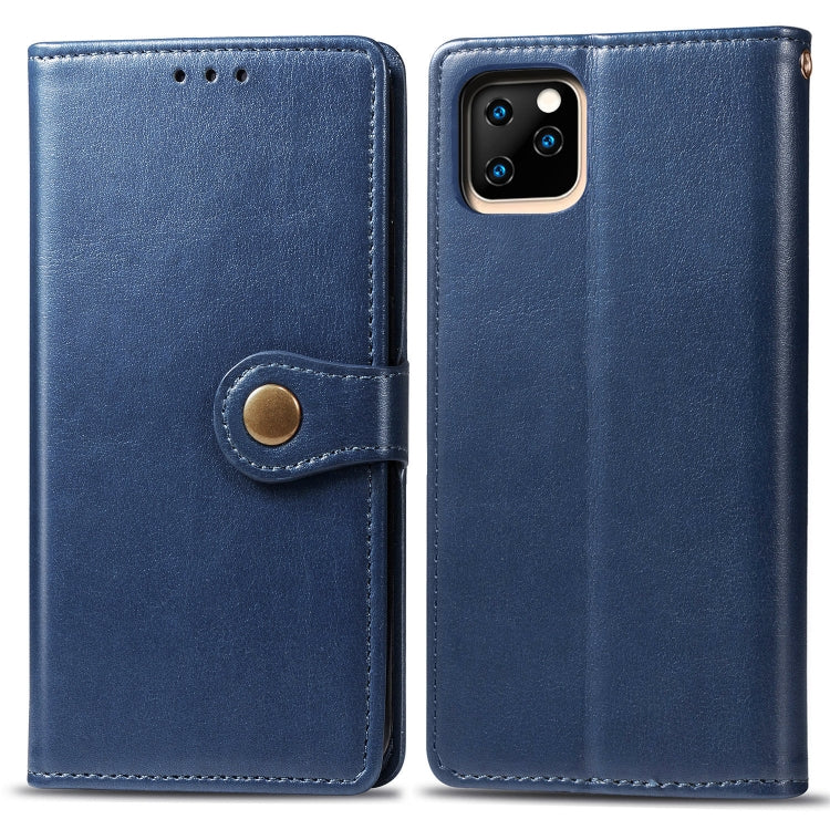 For iPhone 11 Retro Solid Color Leather Buckle Mobile Phone Protection Leather Case with Photo Frame & Card Slot & Wallet & Bracket Function