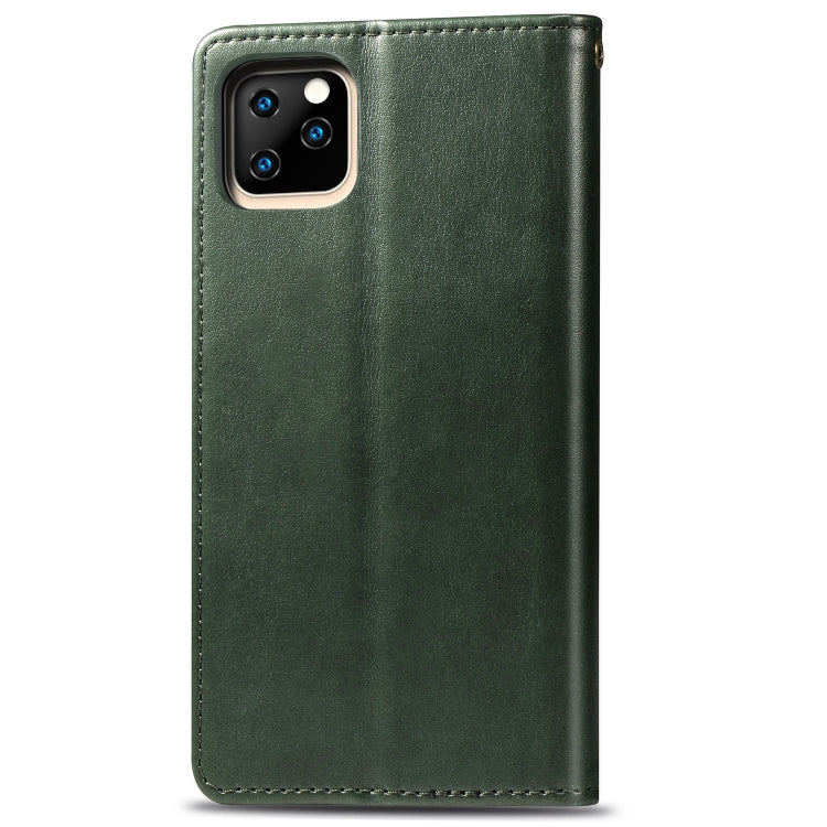 For iPhone 11 Retro Solid Color Leather Buckle Mobile Phone Protection Leather Case with Photo Frame & Card Slot & Wallet & Bracket Function