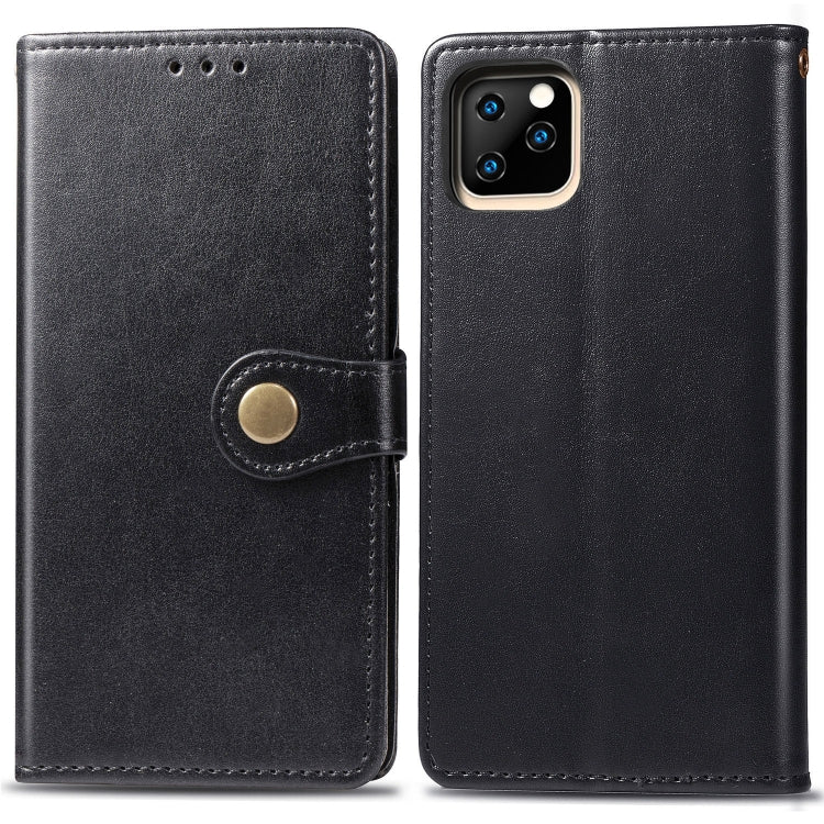 For iPhone 11 Pro Retro Solid Color Leather Buckle Mobile Phone Protection Leather Casewith Photo Frame & Card Slot & Wallet & Bracket Function