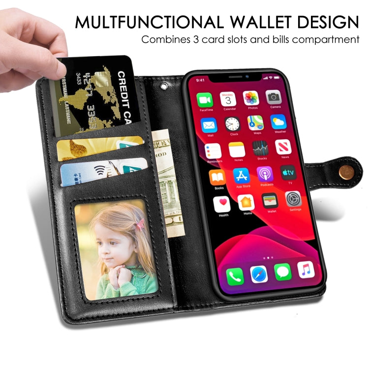 For iPhone 11 Pro Retro Solid Color Leather Buckle Mobile Phone Protection Leather Casewith Photo Frame & Card Slot & Wallet & Bracket Function