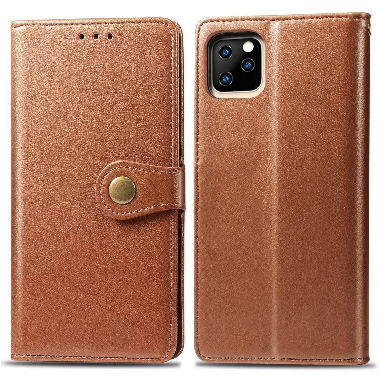 For iPhone 11 Pro Retro Solid Color Leather Buckle Mobile Phone Protection Leather Casewith Photo Frame & Card Slot & Wallet & Bracket Function