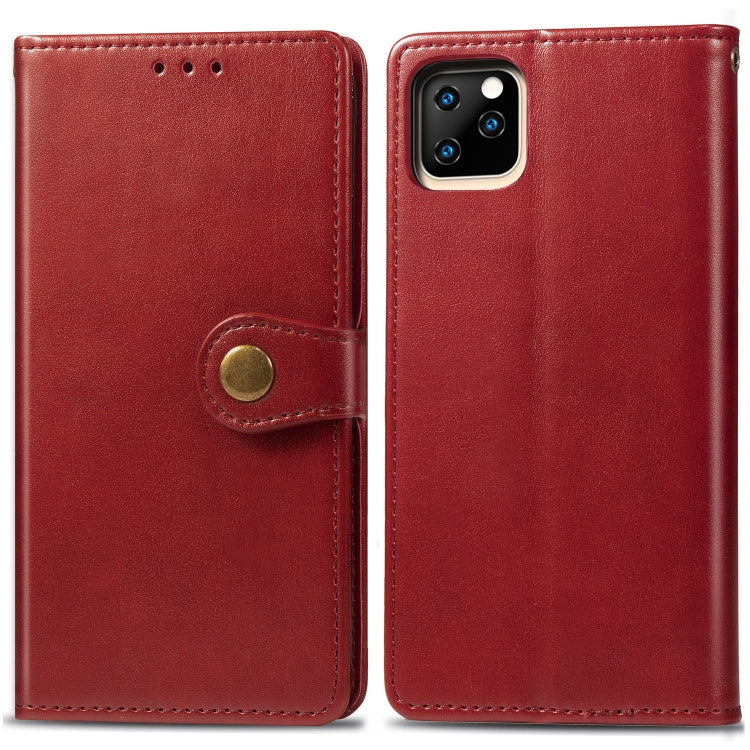 For iPhone 11 Pro Retro Solid Color Leather Buckle Mobile Phone Protection Leather Casewith Photo Frame & Card Slot & Wallet & Bracket Function