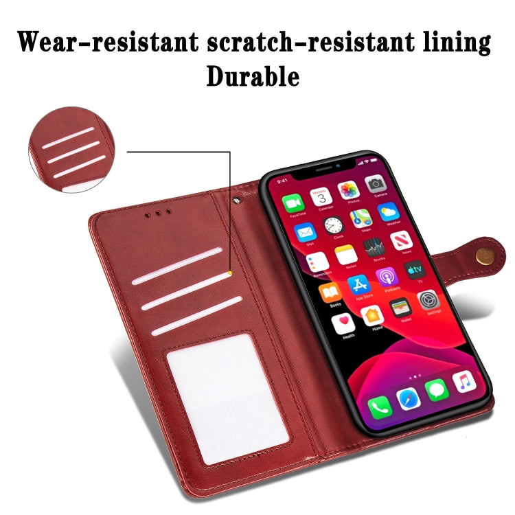 For iPhone 11 Pro Retro Solid Color Leather Buckle Mobile Phone Protection Leather Casewith Photo Frame & Card Slot & Wallet & Bracket Function