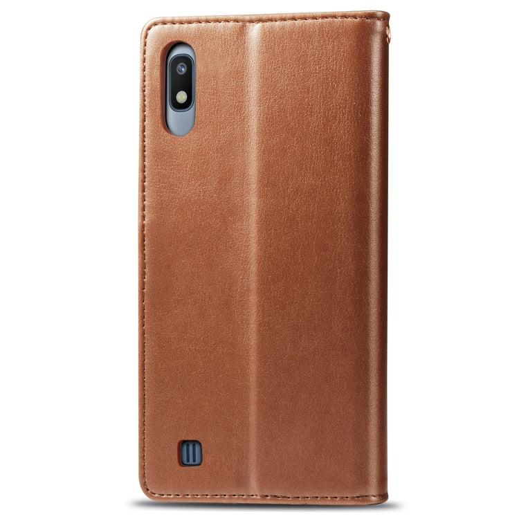 Retro Solid Color Leather Buckle Mobile Phone Protection Leather Case with Photo Frame & Card Slot & Wallet & Bracket Function for Galaxy A10