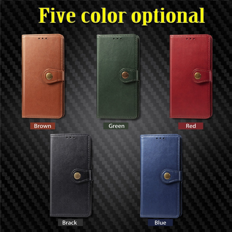 Retro Solid Color Leather Buckle Mobile Phone Protection Leather Case with Photo Frame & Card Slot & Wallet & Bracket Function for Galaxy A10