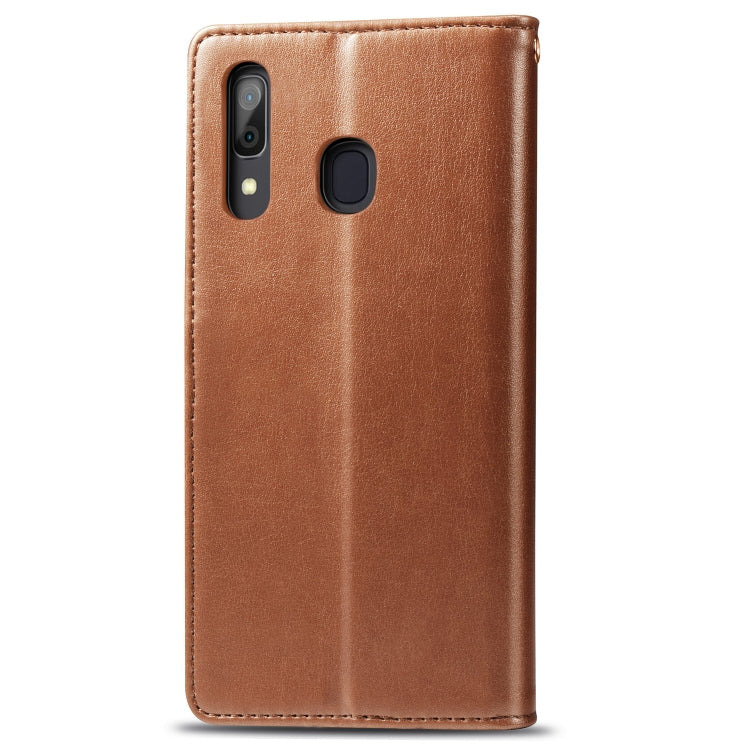 Retro Solid Color Leather Buckle Mobile Phone Protection Leather Case with Photo Frame & Card Slot & Wallet & Bracket Function for Galaxy A20 / A30