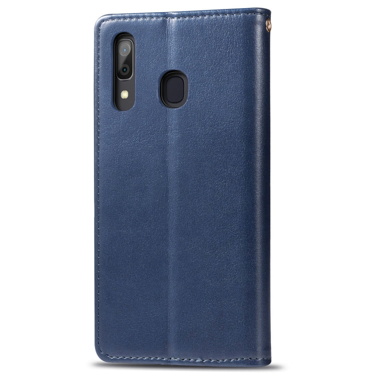 Retro Solid Color Leather Buckle Mobile Phone Protection Leather Case with Photo Frame & Card Slot & Wallet & Bracket Function for Galaxy A20 / A30