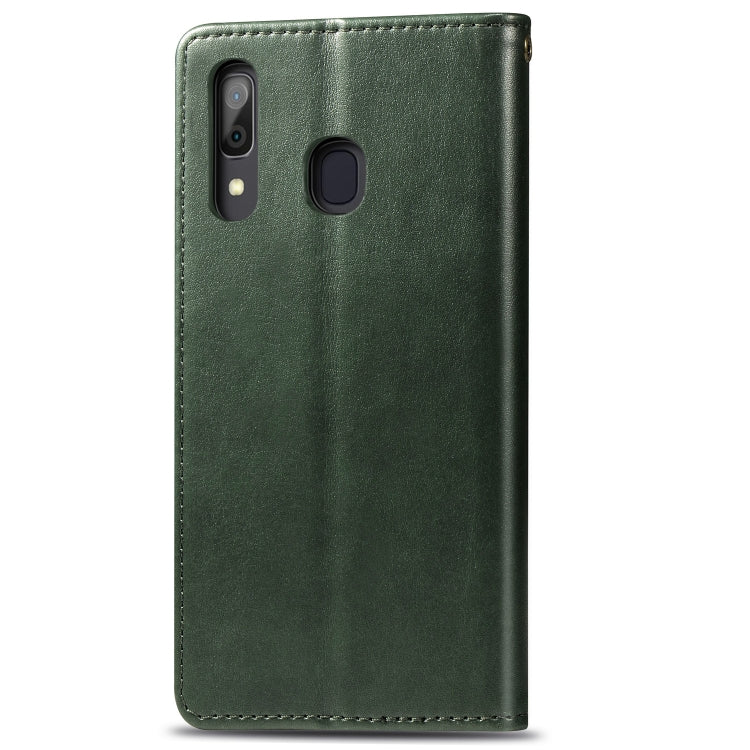 Retro Solid Color Leather Buckle Mobile Phone Protection Leather Case with Photo Frame & Card Slot & Wallet & Bracket Function for Galaxy A20 / A30