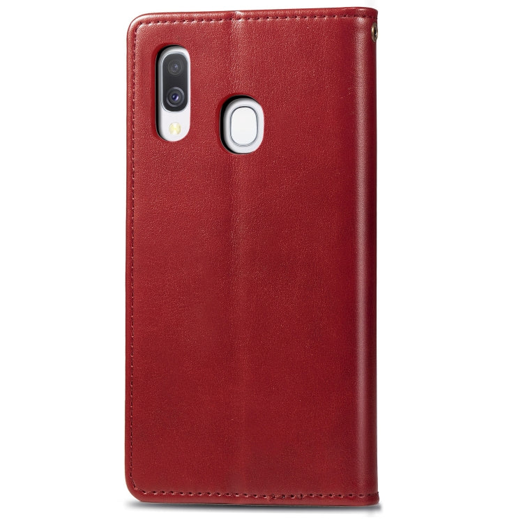 Retro Solid Color Leather Buckle Mobile Phone Protection Leather Case with Photo Frame & Card Slot & Wallet & Bracket Function for Galaxy A40