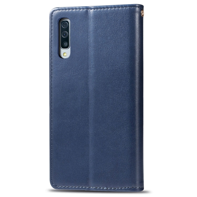 Retro Solid Color Leather Buckle Mobile Phone Protection Leather Case with Photo Frame & Card Slot & Wallet & Bracket Function for Galaxy A50