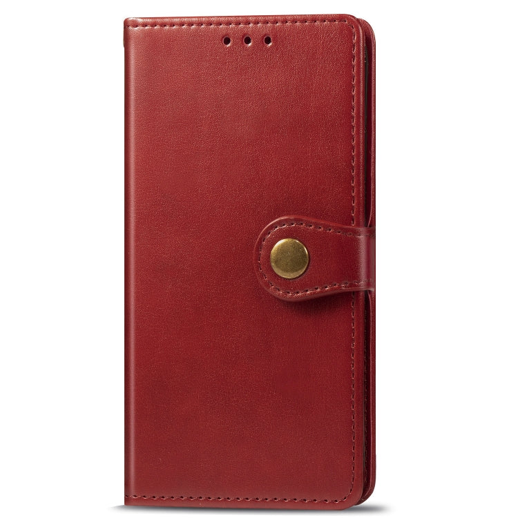 Retro Solid Color Leather Buckle Mobile Phone Protection Leather Case with Photo Frame & Card Slot & Wallet & Bracket Function for Galaxy A50