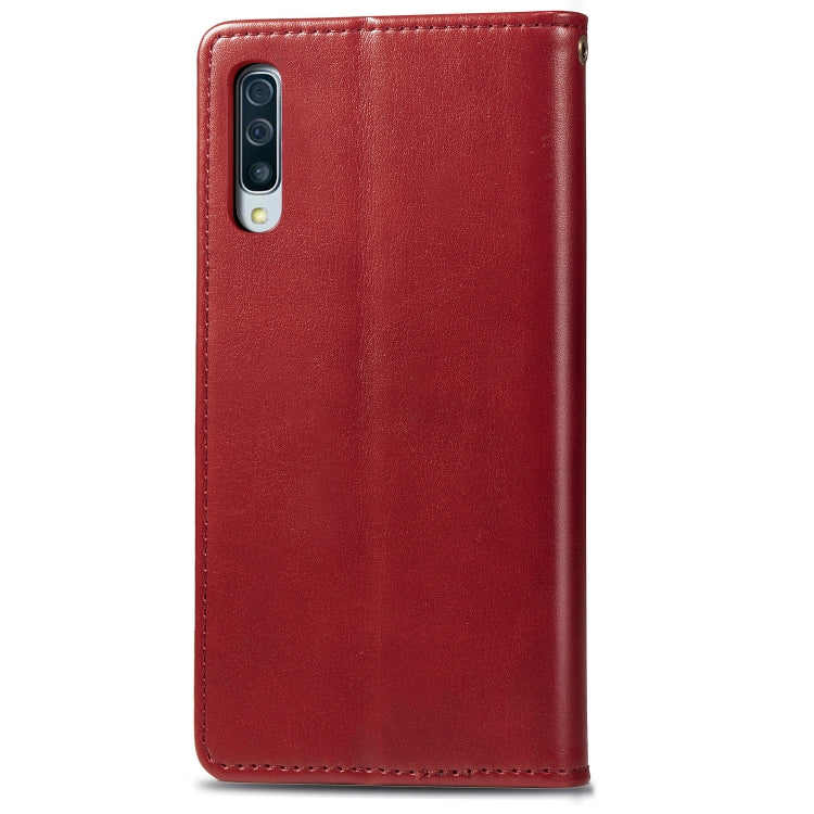 Retro Solid Color Leather Buckle Mobile Phone Protection Leather Case with Photo Frame & Card Slot & Wallet & Bracket Function for Galaxy A50