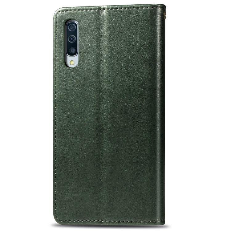 Retro Solid Color Leather Buckle Mobile Phone Protection Leather Case with Photo Frame & Card Slot & Wallet & Bracket Function for Galaxy A50