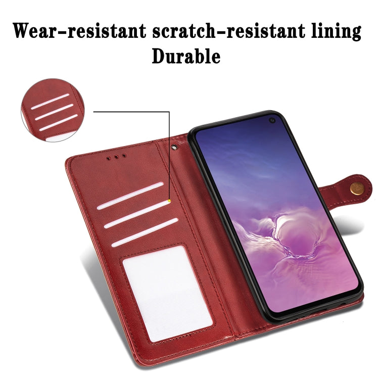 Retro Solid Color Leather Buckle Mobile Phone Protection Leather Case with Photo Frame & Card Slot & Wallet & Bracket Function for Galaxy S10e