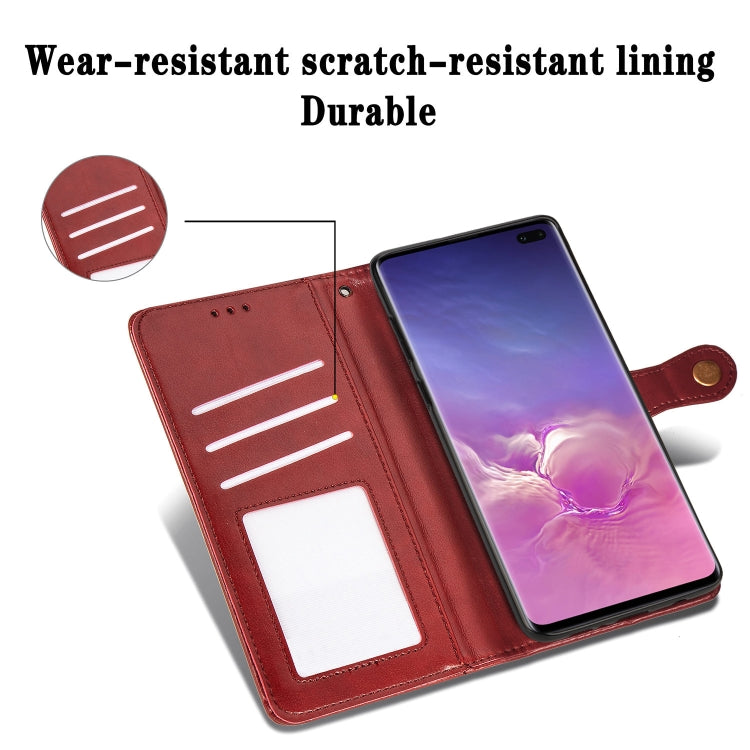 Retro Solid Color Leather Buckle Mobile Phone Protection Leather Case with Photo Frame & Card Slot & Wallet & Bracket Function for Galaxy S10 Plus