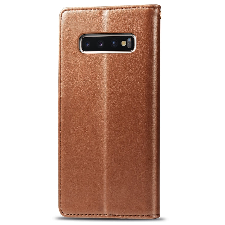 Retro Solid Color Leather Buckle Mobile Phone Protection Leather Case with Photo Frame & Card Slot & Wallet & Bracket Function for Galaxy S10 Plus