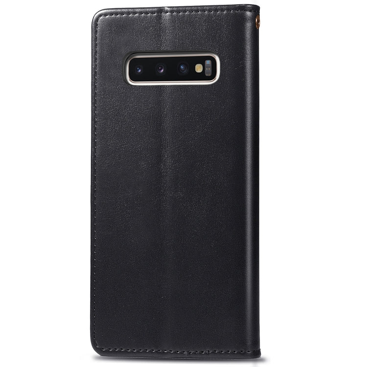 Retro Solid Color Leather Buckle Mobile Phone Protection Leather Case with Photo Frame & Card Slot & Wallet & Bracket Function for Galaxy S10