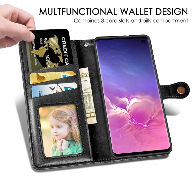 Retro Solid Color Leather Buckle Mobile Phone Protection Leather Case with Photo Frame & Card Slot & Wallet & Bracket Function for Galaxy S10