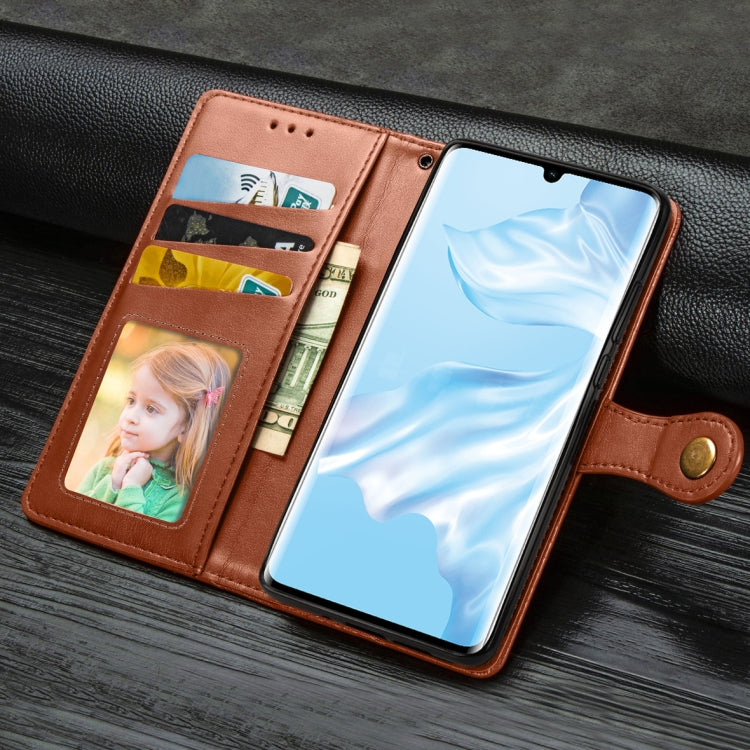 Retro Solid Color Leather Buckle Mobile Phone Protection Leather Case with Photo Frame & Card Slot & Wallet & Bracket Function for Huawei P30 Pro