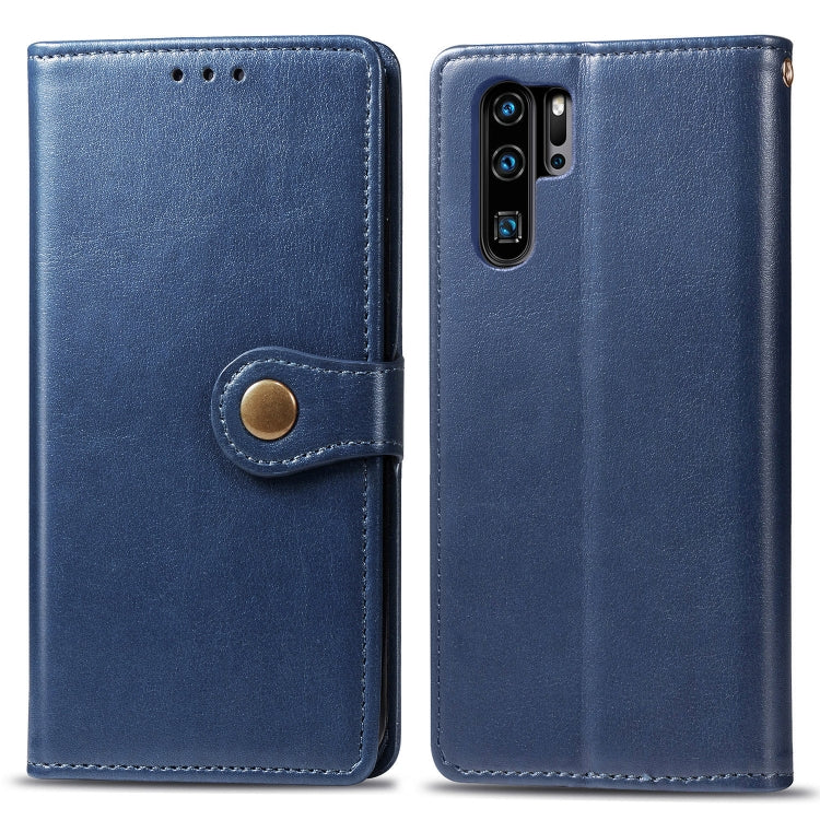 Retro Solid Color Leather Buckle Mobile Phone Protection Leather Case with Photo Frame & Card Slot & Wallet & Bracket Function for Huawei P30 Pro